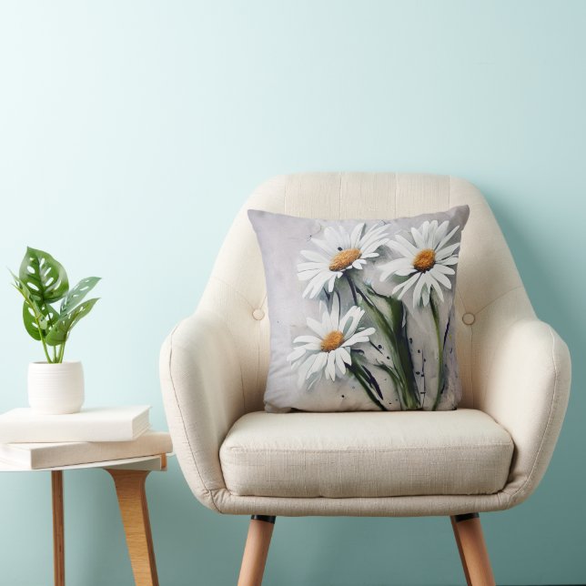 Coussin Marguerites Sur Grunge (Chaise)