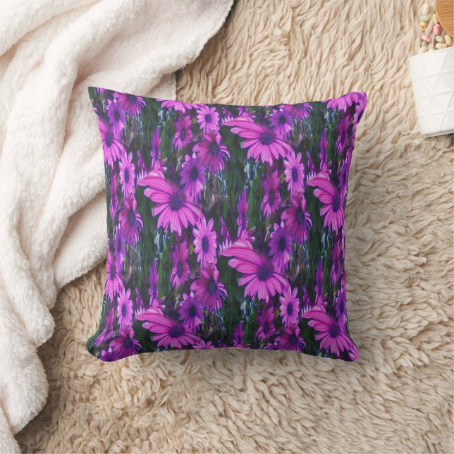 Coussin Marguerites violettes Art Floral Abstrait (Couverture)