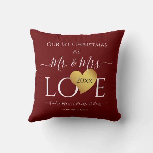 Coussin Mariage 1er premier Noël Nom Monsieur Madame (Verso)