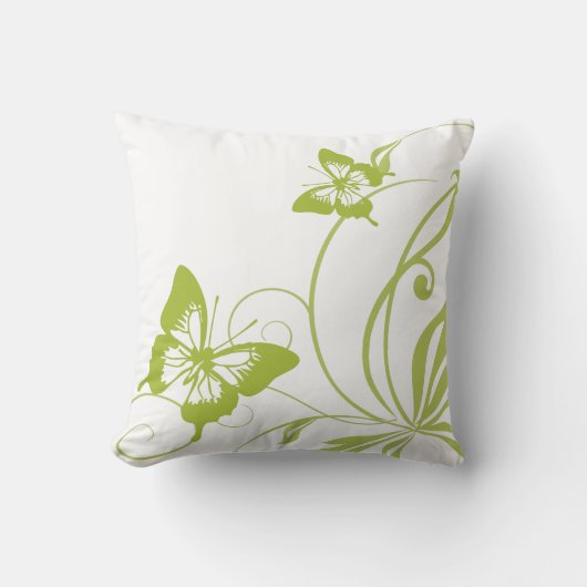 Coussin Mariage à papillons blanc et vert (Recto)