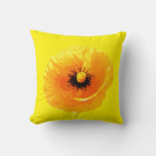 Coussin Mariage Abstrait Fleur de Pavot Jaune Clair Floral