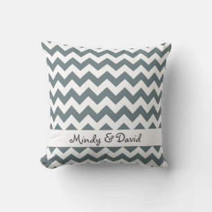 Coussin Mariage Anniversaire Cadeau Gris Chevron Gris Band