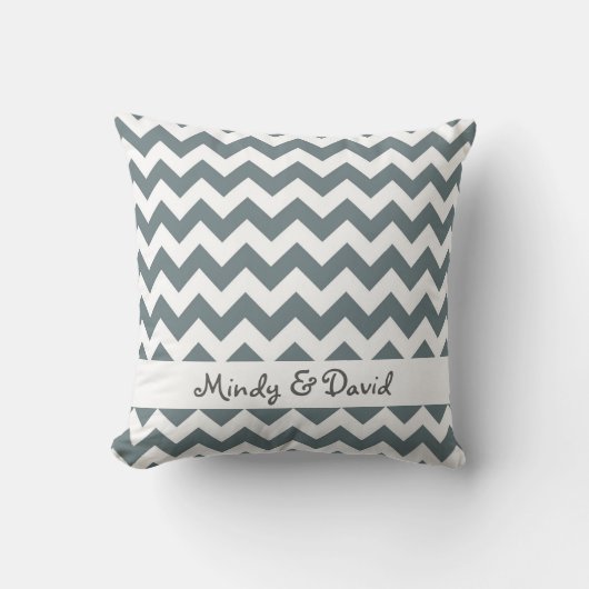 Coussin Mariage Anniversaire Cadeau Gris Chevron Gris Band (Recto)