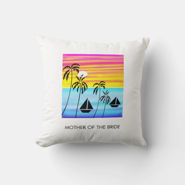 Coussin Mariage, Art Africain Tropical Sunset Sailing (Recto)