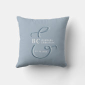 Coussin Mariage au Monogramme Bleu Poussiéreux (Verso)