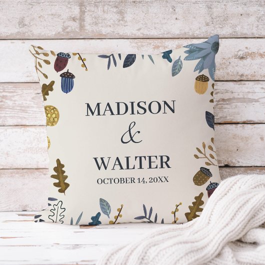Coussin Mariage automnal rustique aux feuilles tombées