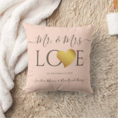 Coussin Mariage Black Gold Heart Nom du script Mr et Mrs. (Couverture)