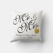 Coussin Mariage Black Script Gold Nom du coeur M et Mme (Verso)