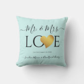 Coussin Mariage Black Script Nom du coeur M. et Mme (Recto)