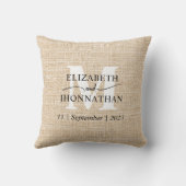 Coussin Mariage Blanc Monogramme Rustique Fausse Toile de (Verso)