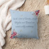 Coussin Mariage bleu, bordeaux et roses roses roses (Couverture)