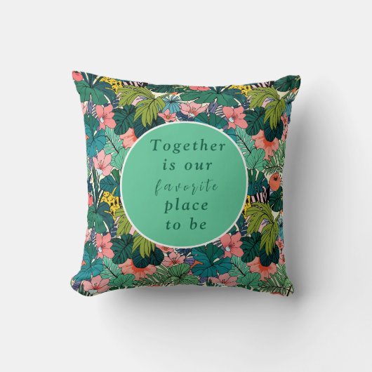 Coussin Mariage Bohème au Hibiscus (Recto)