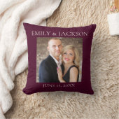 Coussin Mariage Bourgogne Fiançailles photo Date (Couverture)