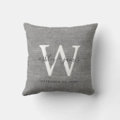 Coussin Mariage Cadeau Mémorable Toile Blanche Monogramme  (Verso)