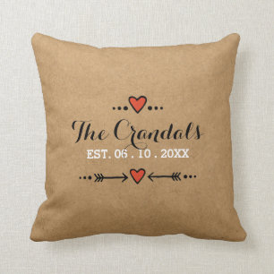 Coussin Mariage campagnard rustique aux ailes et flèches r