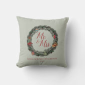 Coussin Mariage campagnard vert M. et Mme Christmas (Recto)