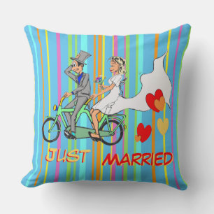 Coussin Mariage Cartoon Stripes Motif Jeu d'oreiller