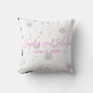 Coussin Mariage céleste noir et rose