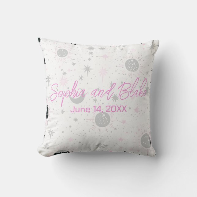 Coussin Mariage céleste noir et rose (Recto)