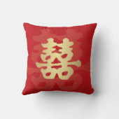 Coussin Mariage chinois de double bonheur d'or (Verso)