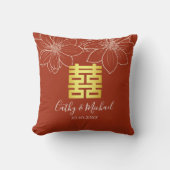 Coussin Mariage chinois floral moderne rouge boho (Recto)