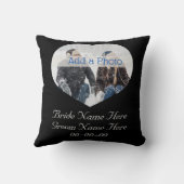 Coussin Mariage Couple Modern Heart Photo noir et blanc (Verso)