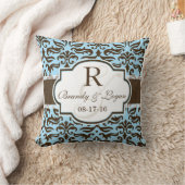 Coussin Mariage damassé bleue et Brown (Couverture)
