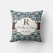 Coussin Mariage damassé bleue et Brown (Verso)