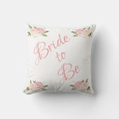 Coussin Mariage d'aquarelle de mariée à la florale rose (Recto)