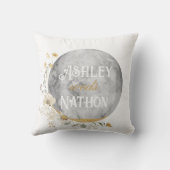 Coussin Mariage d'aquarelle or Pleine lune Fleur sauvage (Verso)