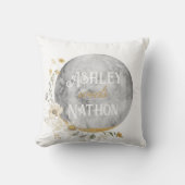 Coussin Mariage d'aquarelle or Pleine lune Fleur sauvage (Recto)