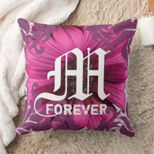 Coussin Mariage Date Monogramme Gerber Daisy Personnalisé