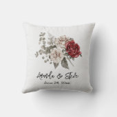 Coussin Mariage de bouquet rouge gris et crème Boho (Verso)