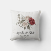 Coussin Mariage de bouquet rouge gris et crème Boho (Recto)