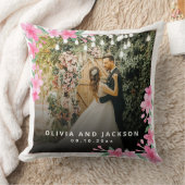 Coussin Mariage de cadre doré rose fleuri de bienvenue (Couverture)