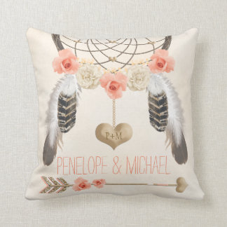 Coussin Mariage de corail décoré d'un monogramme de Boho