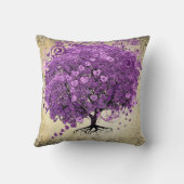 Coussin Mariage de feuille d'arbre de coeur violet radiant (Verso)