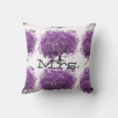 Coussin Mariage de feuille d'arbre de coeur violet radiant (Verso)