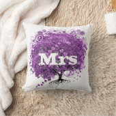 Coussin Mariage de feuille d'arbre de coeur violet radiant (Couverture)