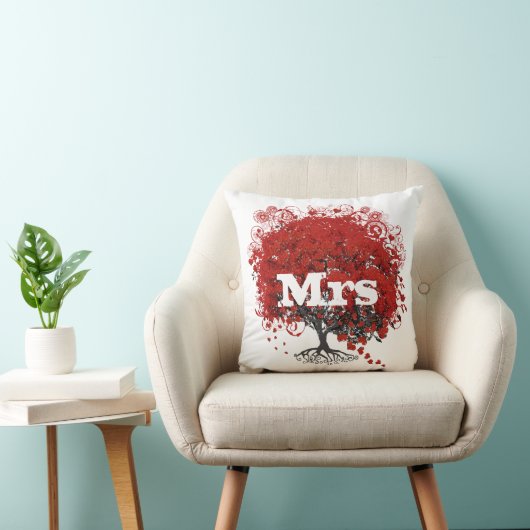 Coussin Mariage de feuille de coeur rouge (Chaise)