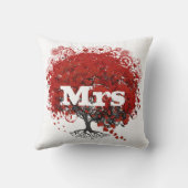Coussin Mariage de feuille de coeur rouge (Verso)