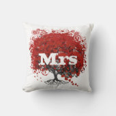 Coussin Mariage de feuille de coeur rouge (Recto)