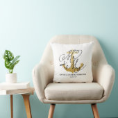Coussin Mariage de feuille d'or de M. et de Mme Nautical (Chaise)