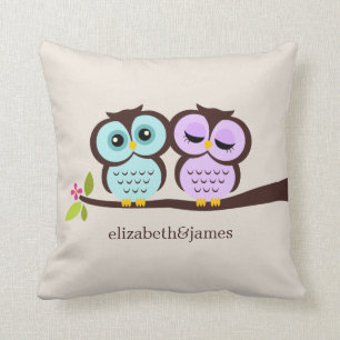 Coussin Mariage de Lavender et de Mint Owls
