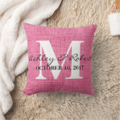 Coussin Mariage de monogramme blanc Burlap décoratif moder (Couverture)