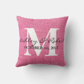 Coussin Mariage de monogramme blanc Burlap décoratif moder (Verso)
