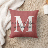Coussin Mariage de monogramme blanc Burlap décoratif moder (Couverture)