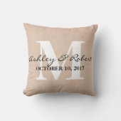 Coussin Mariage de monogramme blanc Burlap décoratif moder (Recto)