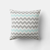 Coussin Mariage de monogramme blanc Chevron Grey Aqua (Verso)