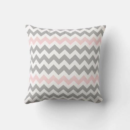 Coussin Mariage de monogramme blanc rose gris de Chevron (Verso)